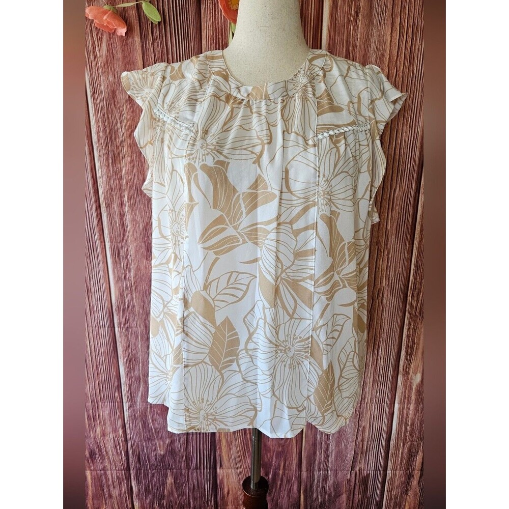 NWT Liz Claiborne Flutter Sleeve Top Size XL